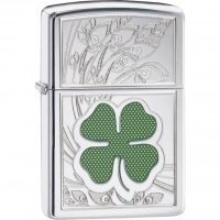 Зажигалка ZIPPO Classic «Клевер» с покрытием High Polish Chrome купить в Симферополе