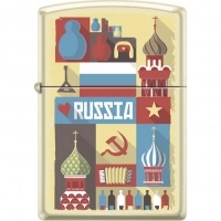 Зажигалка ZIPPO Открытка из России, латунь/сталь с покрытием Cream Matte, кремовая, 36x12x56 мм купить в Симферополе