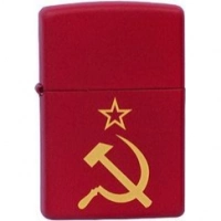 Зажигалка ZIPPO Серп и Молот Red Matte, латунь с порошковым покрытием, красная, матовая, 36х56х12 мм купить в Симферополе